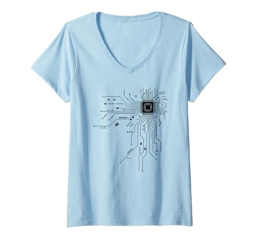 Damen Leiterplatte Computer Science Engineer Programmer CPU-Chip T-Shirt mit V-Ausschnitt Damen Leiterplatte Computer Science Engineer Programmer CPU-Chip T-Shirt mit V-Ausschnitt von Computer Nerd Cpu Chip Electronic Tech