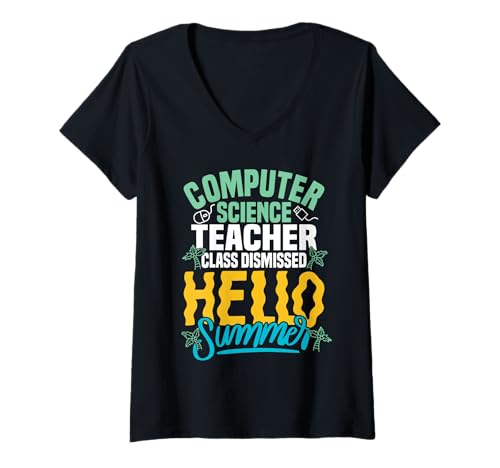 Damen Programmierer Computer Sommer Informatik Lehrer T-Shirt mit V-Ausschnitt Damen Programmierer Computer Sommer Informatik Lehrer T-Shirt mit V-Ausschnitt von Computer Science Clothing For Programmer & Teacher