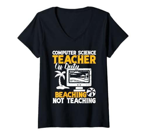 Damen Softwareentwickler Programmierer Off Duty Informatik T-Shirt mit V-Ausschnitt Damen Softwareentwickler Programmierer Off Duty Informatik T-Shirt mit V-Ausschnitt von Computer Science Clothing For Programmer & Teacher