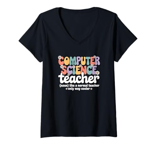 Damen Groovy Informatik-Lehrer, Programmierschule T-Shirt mit V-Ausschnitt Damen Groovy Informatik-Lehrer, Programmierschule T-Shirt mit V-Ausschnitt von Computer Science Teacher Apparel for Women & Men