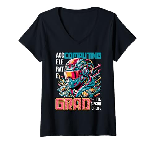 Damen Informatik-Absolvent Beschleunigen Sie den Kreislauf des Lebens! Programmieren T-Shirt mit V-Ausschnitt Damen Informatik-Absolvent Beschleunigen Sie den Kreislauf des Lebens! Programmieren T-Shirt mit V-Ausschnitt von Computer Scientist And Computing Coder Graduation