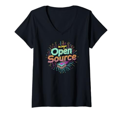 Damen Die Zukunft ist Open-Source-Software, Informatik, Programmieren T-Shirt mit V-Ausschnitt Damen Die Zukunft ist Open-Source-Software, Informatik, Programmieren T-Shirt mit V-Ausschnitt von Computer Tech Fun Statement