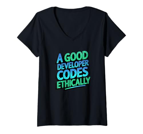 Damen Ein guter Entwickler programmiert ethisch Computerprogrammierung T-Shirt mit V-Ausschnitt Damen Ein guter Entwickler programmiert ethisch Computerprogrammierung T-Shirt mit V-Ausschnitt von Computer Tech Fun Statement