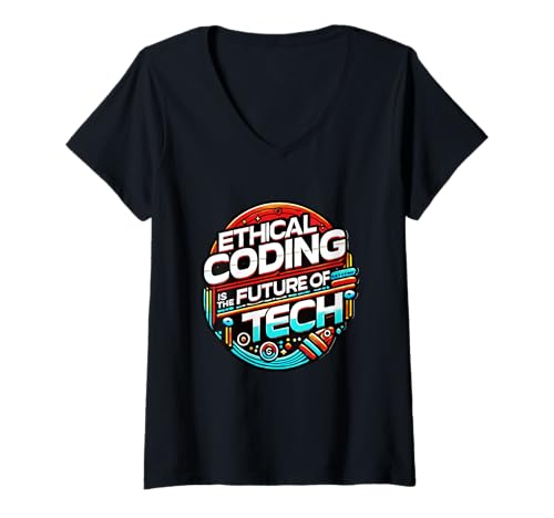 Damen Ethisches Programmieren ist die Zukunft der technischen Computerprogrammierung T-Shirt mit V-Ausschnitt Damen Ethisches Programmieren ist die Zukunft der technischen Computerprogrammierung T-Shirt mit V-Ausschnitt von Computer Tech Fun Statement