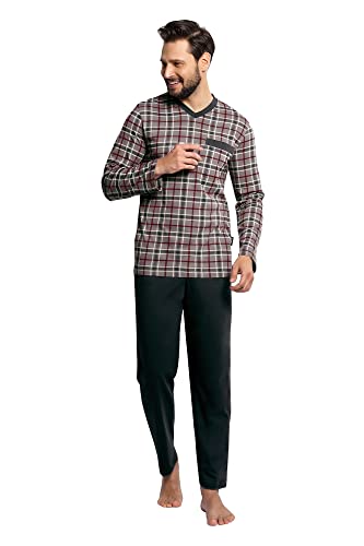 Comte Herren Schlafanzug Lang Langarm Anthrazit 100% Baumwolle (M 48/50) von Comte