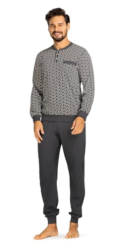 Comte Herren Schlafanzug Pyjama Langarm Knopfleiste 242838 Farbe: Graphit 100% Baumwolle Gr. 64 von Comte
