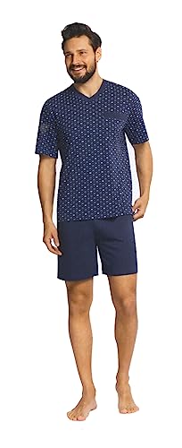 Comte Herren Schlafanzug Pyjama Shorty Kurzarm 221809 Farbe: Marine V-Ausschnitt 100% Baumwolle Gr. 52 von Comte