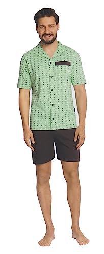 Comte Herren Schlafanzug Pyjama Shorty Kurzarm 221820 Farbe: Jade Knopfleiste 100% Baumwolle Gr. 58 von Comte
