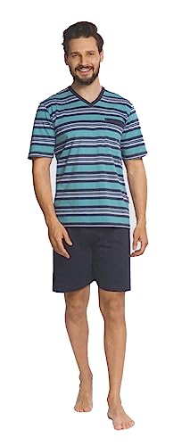 Comte Herren Schlafanzug Pyjama Shorty Kurzarm 221831 Farbe: Ozean V-Ausschnitt 100% Baumwolle Gr. 50 von Comte