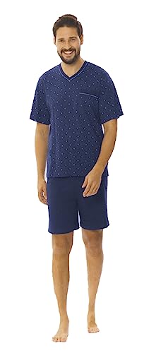 Comte Herren Schlafanzug Pyjama Shorty Kurzarm 222815 Farbe: Marine V-Ausschnitt 100% Baumwolle Gr. 60 von Comte