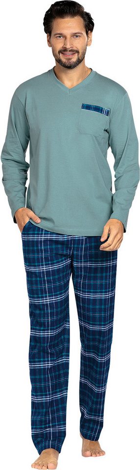 Comte Pyjama Herren-Schlafanzug Single-Jersey/Flanell Karo: Hose von Comte