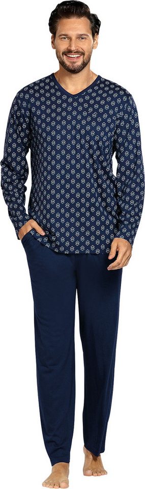 Comte Pyjama Herren-Schlafanzug Single-Jersey gemustert von Comte