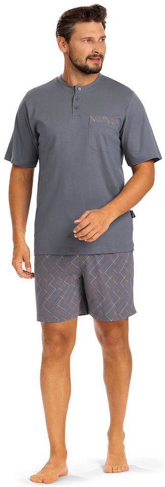 Comte Schlafanzug (Set, 2 tlg., 2-teilig) Herren Pyjama Kurzarm Baumwolle Shorty Alloverdruck von Comte