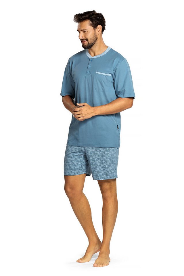 Comte Schlafanzug (Set, 2 tlg., 2-teilig) Herren Pyjama Kurzarm Baumwolle Shorty Druck von Comte