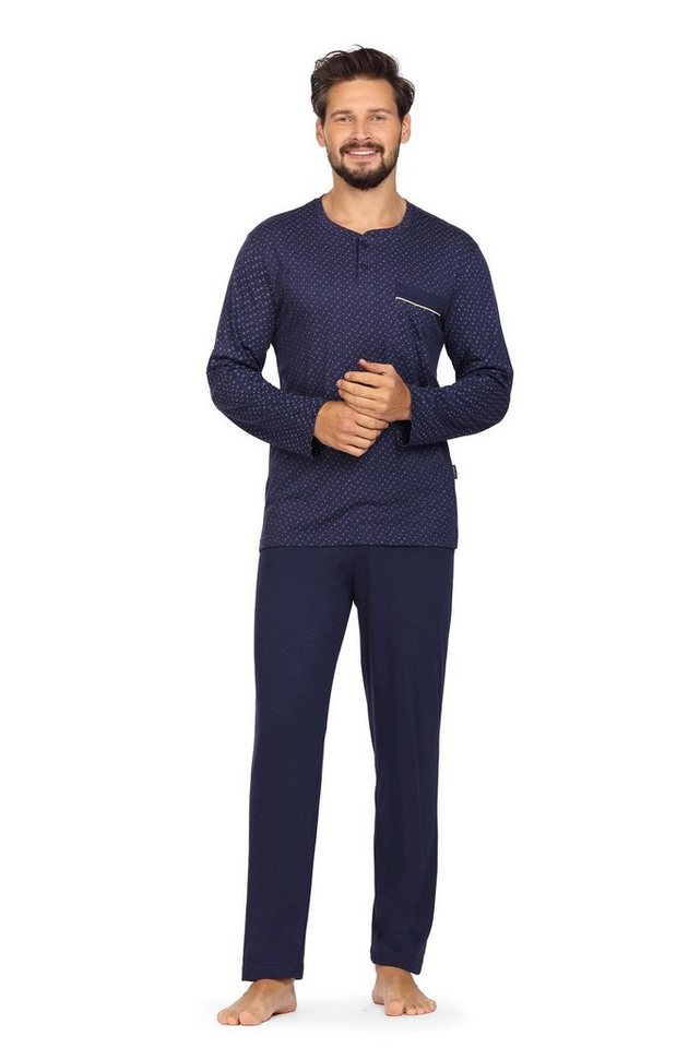 Comte Schlafanzug (Set, 2 tlg., Set) Herren Schlafanzug lang Pyjama Baumwolle Knopfleiste von Comte