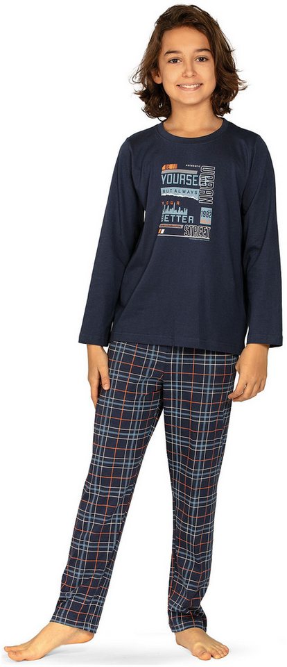 Comte Schlafanzug Comte Kids (Set, 2 tlg., 2-teilig) Jungen Pyjama lang Langarm Baumwolle Karomuster von Comte