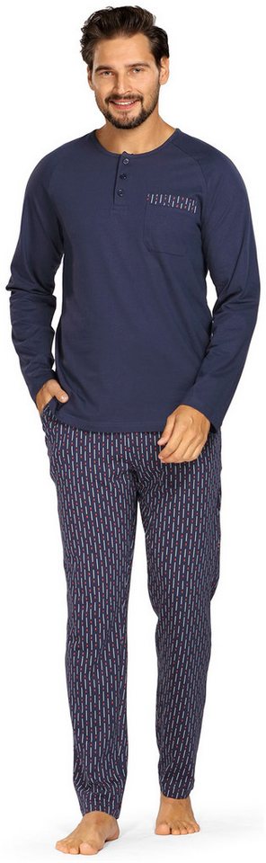 Comte Schlafanzug Cosy Chic (Set, 2 tlg., 2-teilig) Herren Pyjama lang Langarm Baumwolle geknöpft auch große Größen von Comte