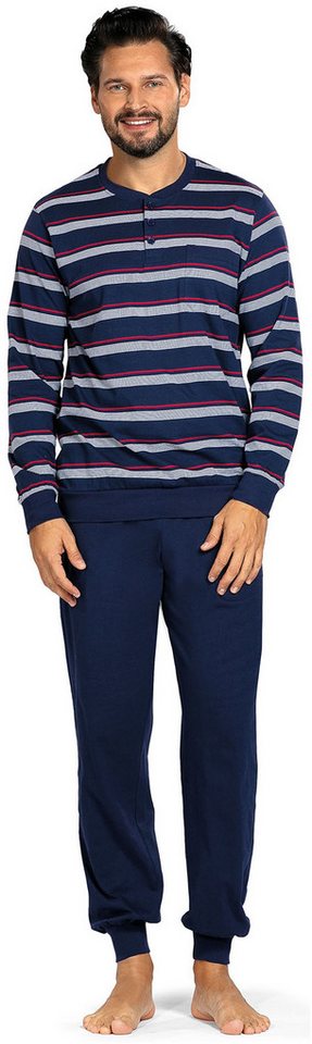 Comte Schlafanzug Gentle Frost (Set, 2 tlg., 2-teilig) Herren Pyjama lang Langarm Baumwolle geknöpft große Größen von Comte