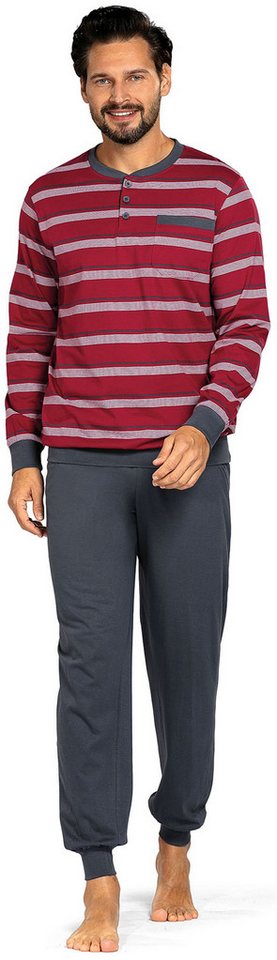 Comte Schlafanzug Gentle Frost (Set, 2 tlg., 2-teilig) Herren Pyjama lang Langarm Baumwolle geknöpft große Größen von Comte