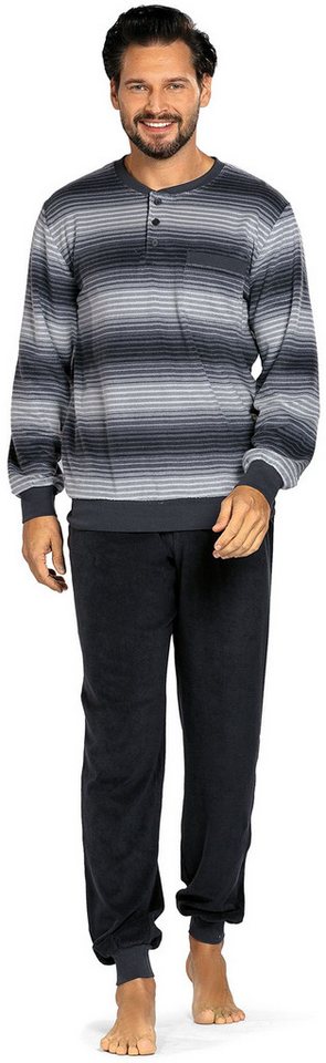 Comte Schlafanzug Gentle Frost (Set, 2 tlg., 2-teilig) Herren Pyjama lang Langarm Frottee geknöpft auch große Größen von Comte