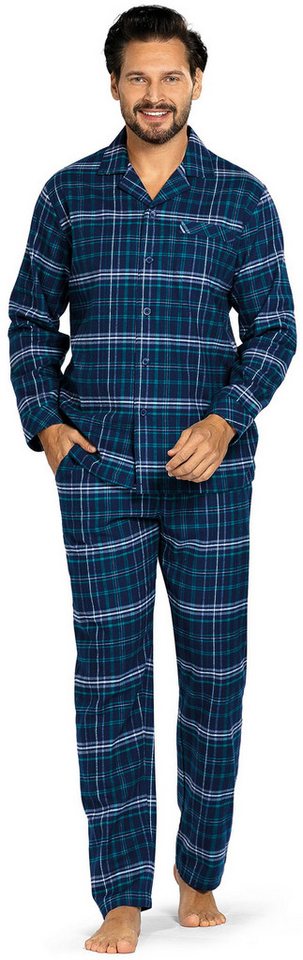 Comte Schlafanzug Gentle Frost (Set, 2 tlg., 2-teilig) Herren Pyjama lang Langarm Webflanell auch große Größen von Comte