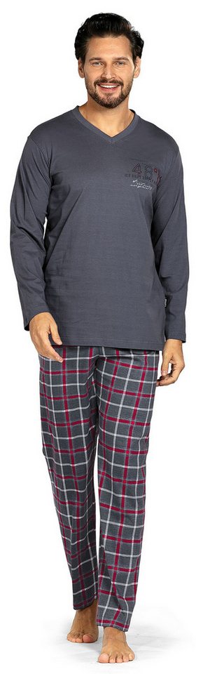 Comte Schlafanzug Herren Pyjama lang (2 tlg) Baumwolle von Comte