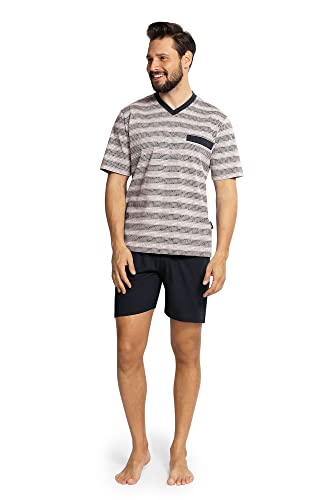 Comte Schlafanzug Herren kurz Pyjama Männer Shorty Single Jersey (56), Grau von Comte