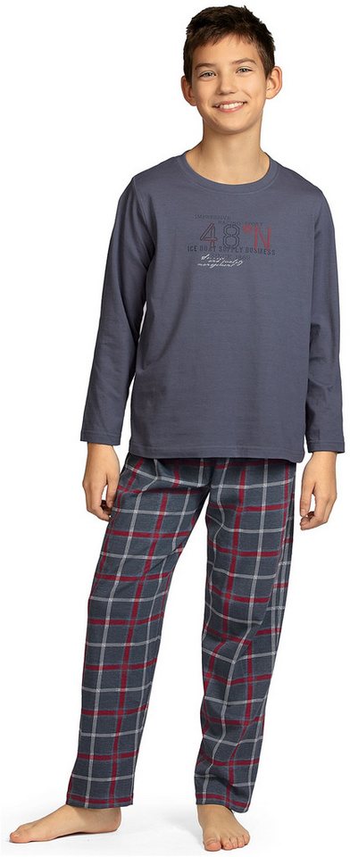 Comte Schlafanzug Iceberg Buddies (Set, 2 tlg., 2-teilig) Jungen Pyjama lang Langarm Baumwolle Karo Winter von Comte