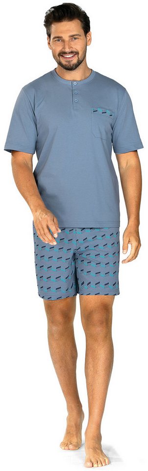 Comte Shorty Lunar Lounge (Set, 2 tlg., 2-teilig) Herren Pyjama kurz Shorty Kurzarm Baumwolle geknöpft auch große Größen von Comte