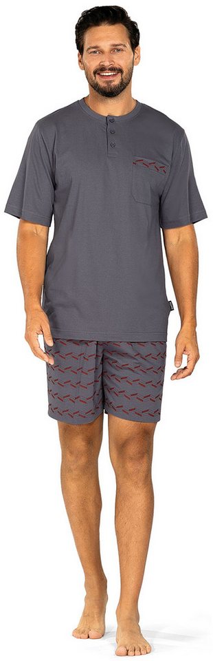 Comte Shorty Lunar Lounge (Set, 2 tlg., 2-teilig) Herren Pyjama kurz Shorty Kurzarm Baumwolle geknöpft auch große Größen von Comte