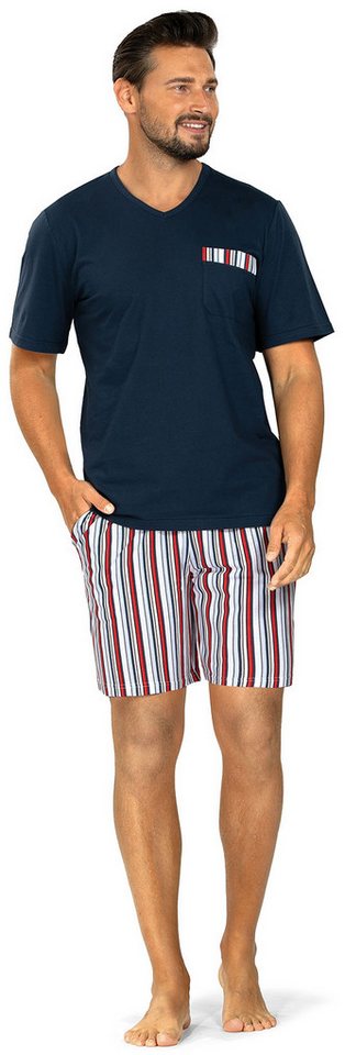 Comte Shorty Lunar Lounge (Set, 2 tlg., 2-teilig) Herren Pyjama kurz Shorty Kurzarm Baumwolle geknöpft auch große Größen von Comte