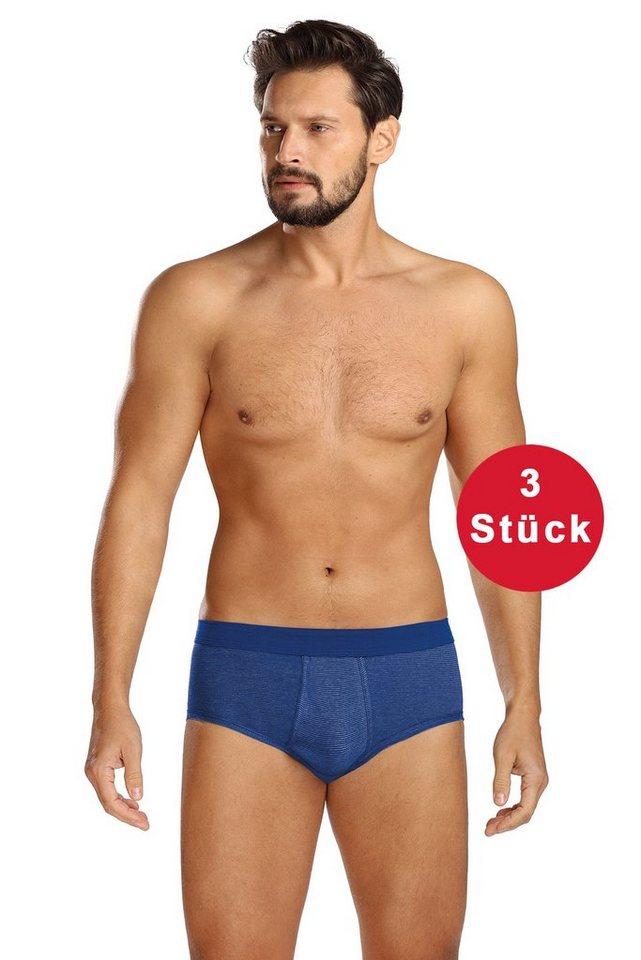 Comte Slip (Set, 3-St., 3er-Pack) Herren Slips Sportslips 3er-Pack mit Eingriff Feinripp Ringel von Comte