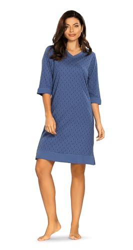 Comtessa Damen Nachtemd 242209 Halbarm Geometrisch Farbe: Navy 100% Baumwolle Gr. 52 XXL von Comtessa