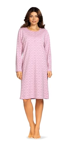 Comtessa Damen Nachtemd 242211 Langarm Knopfleiste Farbe: Soft Rosa 100% Baumwolle Gr. 52 XXL von Comtessa
