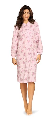 Comtessa Damen Nachtemd 242227 Interlock Langarm Knopfleiste Farbe: Rose 100% Baumwolle Gr. 44 L von Comtessa