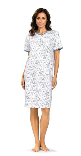 Comtessa Damen Nachtemd 251212 Kurzarm Knopfleiste Aqua 100% Baumwolle Gr. 40 M von Comtessa