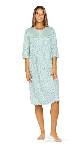 Comtessa Damen Nachtemd 251216 Halbarm Knopfleiste Mint 100% Baumwolle Gr. 50 XL von Comtessa
