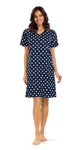 Comtessa Damen Nachtemd 251222 Kurzarm Punkte Marine 100% Baumwolle Gr. 52 XXL von Comtessa