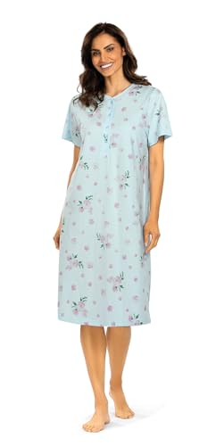 Comtessa Damen Nachtemd 251229 Kurzarm Knopfleiste Bleu 100% Baumwolle Gr. 58 XXXL von Comtessa