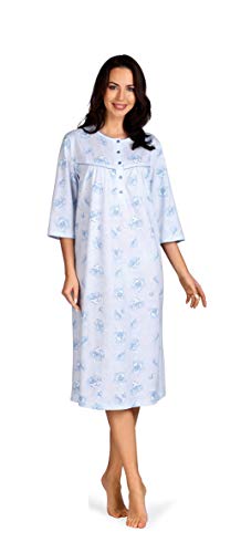 Comtessa Damen Nachthemd 202227 100% Baumwolle halber Arm Lang Bleu Knopfleiste Gr. 36-38 S von Comtessa