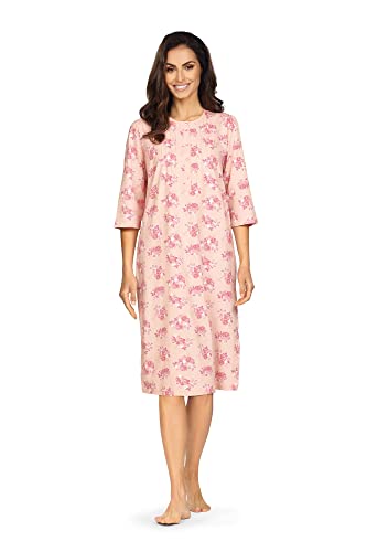 Comtessa Damen Nachthemd Halbarm Knopfleiste Apricot 100% Baumwolle 231225 Gr. 50 XL von Comtessa