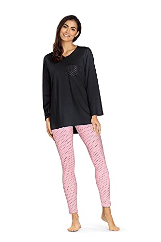 Comtessa Damen Schlafanzug Pyjama Single Jersey Langarm Lange Hose rosa (L) von Comtessa