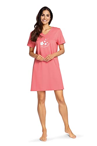 Comtessa Nachthemd Damen Kurzarm Nachtkleid Frauen Single Jersey 100% Baumwolle (54), Rosa von Comtessa