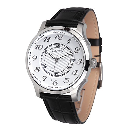 Herren Armbanduhr Analog Quarz Schwarzes Leder Herrenuhr von Comtex