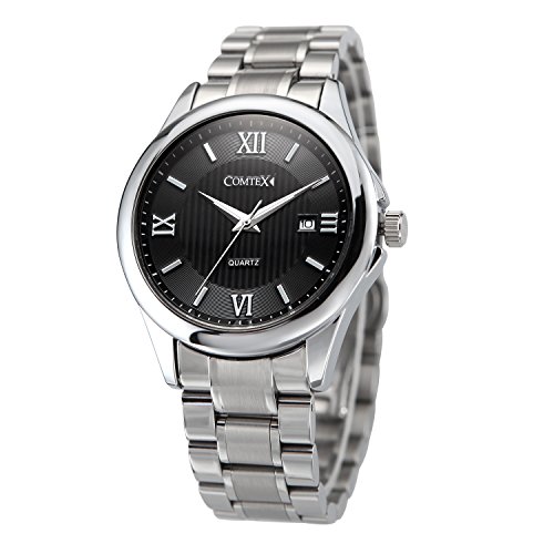 Comtex Herren-Armbanduhr Analog Quarz Schwarz Zifferblatt mit Datum Edelstahl Herrenuhren Comtex Herren-Armbanduhr Analog Quarz Schwarz Zifferblatt mit Datum Edelstahl Herrenuhren von Comtex