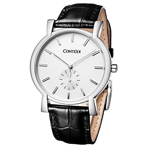 Comtex Herren-Armbanduhr Weiß Zifferblatt Wasserdicht mit Schwartz Leder Comtex Herren-Armbanduhr Weiß Zifferblatt Wasserdicht mit Schwartz Leder von Comtex
