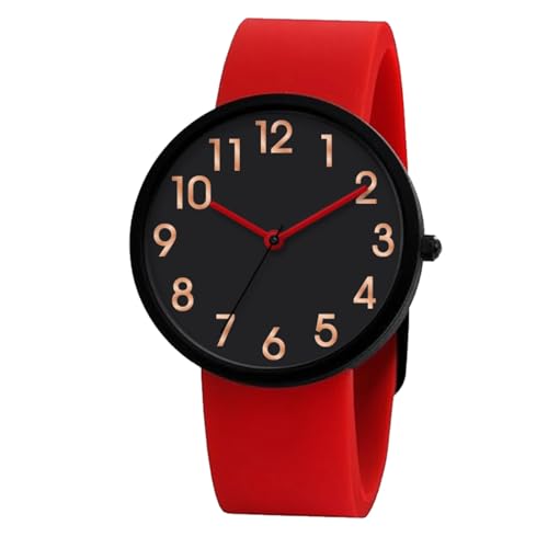 Comtex Uhr Rot Silikon Damenuhr Simulierter Quarz Digital Band Wasserdichte Sportuhr für Mädchen, Jugendliche und Kinder von Comtex
