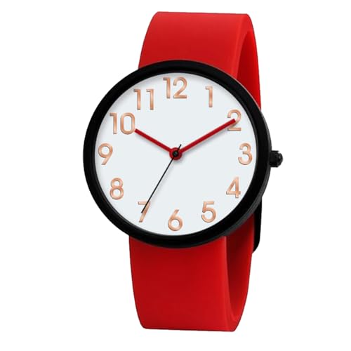 Comtex Uhr Rot Silikon Damenuhr Simulierter Quarz Digital Band Wasserdichte Sportuhr für Mädchen, Jugendliche und Kinder von Comtex