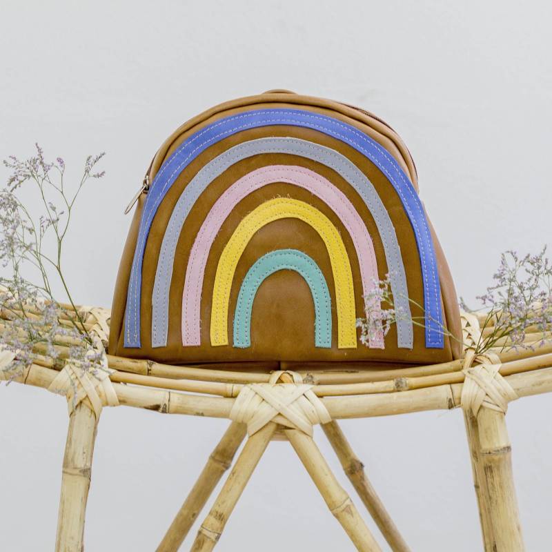 Regenbogen Leder Rucksack Für Kinder, Kinderrucksack Mit Niedlicher Form Kindergarten, Boho Kinder Ledertasche von ComunySilvestre13