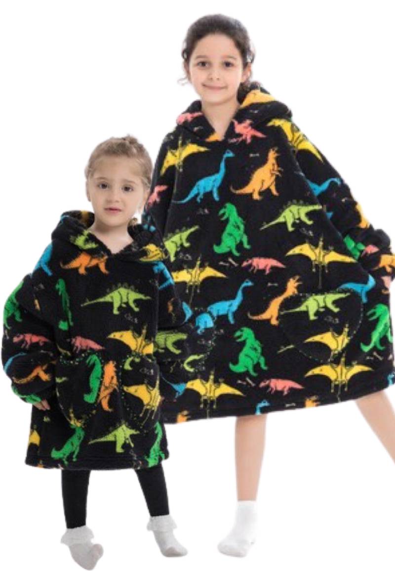 Dino deken kind met capuchon - fleece poncho-128 t/m 152 (ca.7-10 jaar) von Comvie